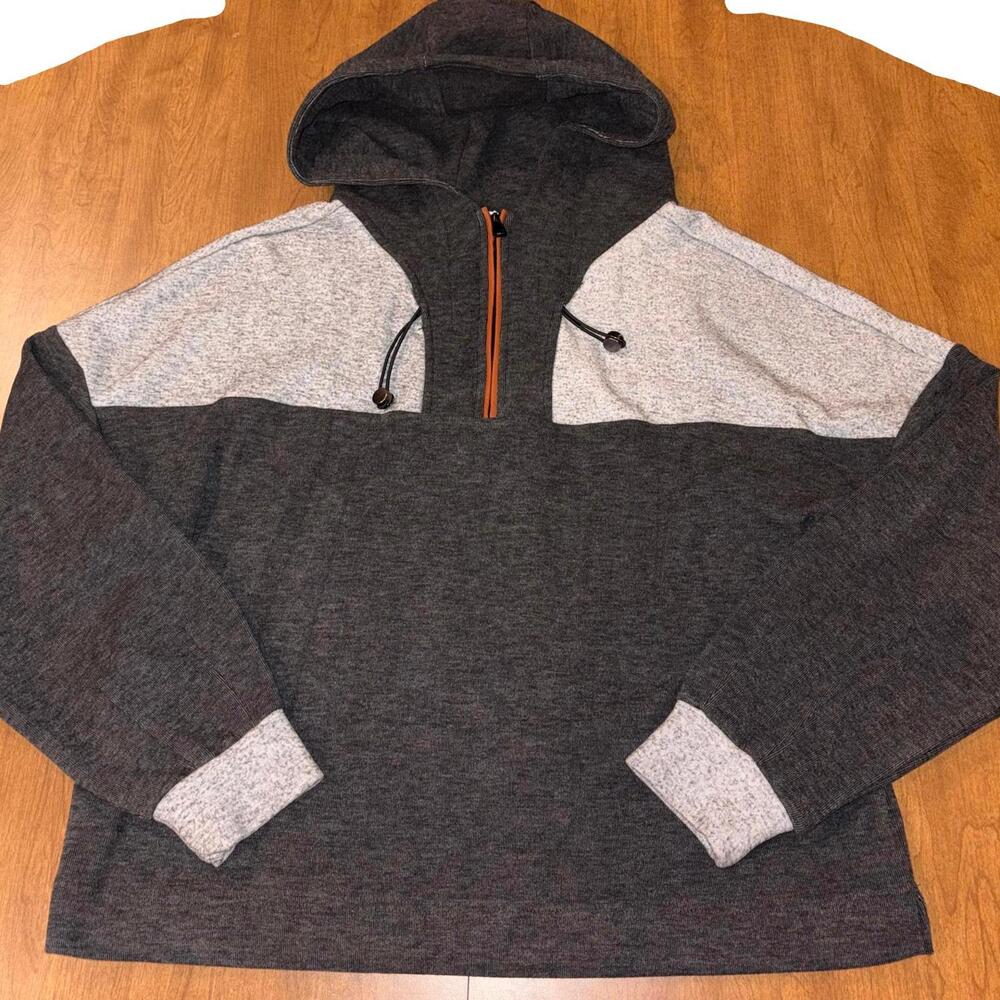 Tribal Jeans Men's Medium Two-Tone 1/4 Zip Hoodie Soft NWT Athleisure Streetcore